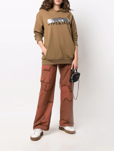 Hide & Jack Logo-print Pullover Hoodie In Brown