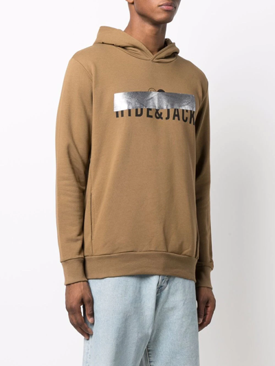 Hide & Jack Logo-print Pullover Hoodie In Brown