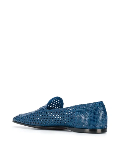 Shop Dolce & Gabbana Woven Loafers In Blue