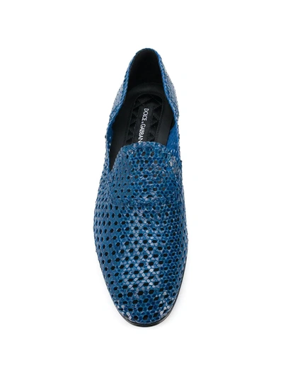 Shop Dolce & Gabbana Woven Loafers In Blue