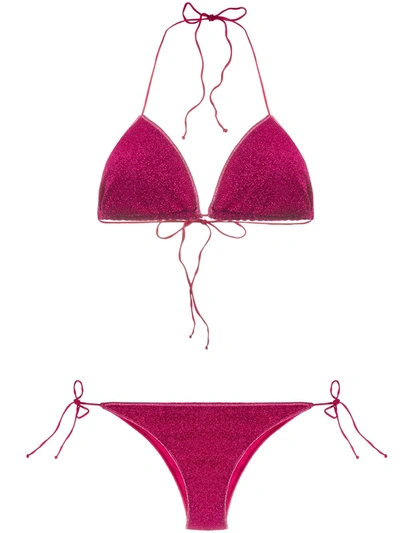 Oseree Dark Fuchsia Triangle-cup Bikini Set In Pink