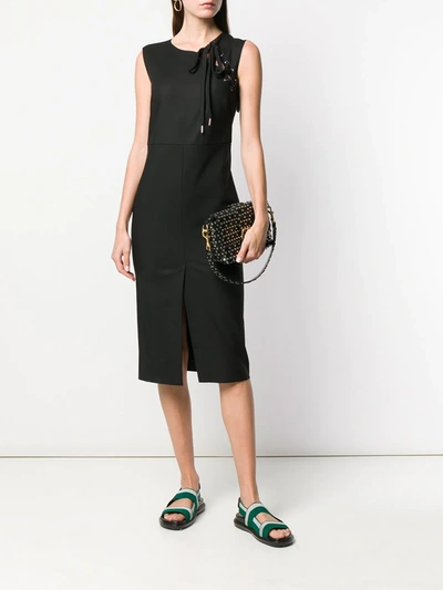 Shop Red Valentino Lace-up Detail Midi Dress In Black
