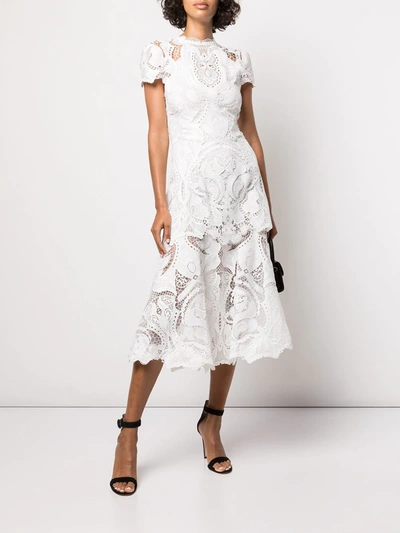 Simkhai Signature Laura Lace Midi Dress In 白色