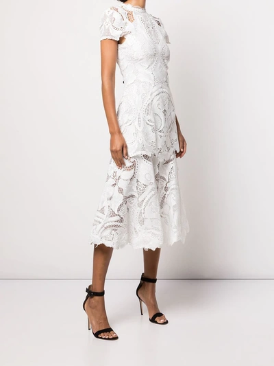 Simkhai Signature Laura Lace Midi Dress In 白色