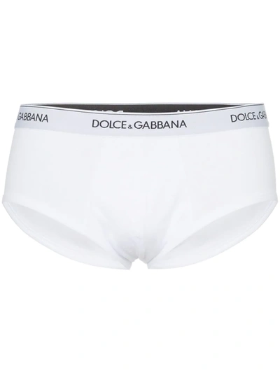 Shop Dolce & Gabbana White Logo Waistband 2 Pack Cotton Boxer Briefs