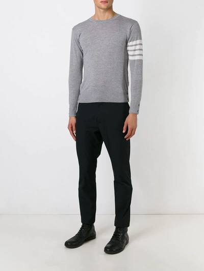 Thom Browne L Crewneck Sweater With 4 Bar Inlay In Grey