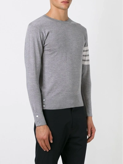 Thom Browne L Crewneck Sweater With 4 Bar Inlay In Grey