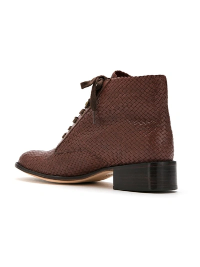 Shop Sarah Chofakian Leather Ankle Length Boots In Brown