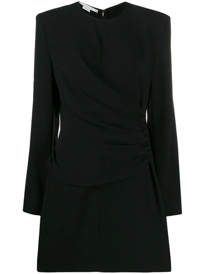 Shop Stella Mccartney Gathered-panel Fitted Mini-dress In Black