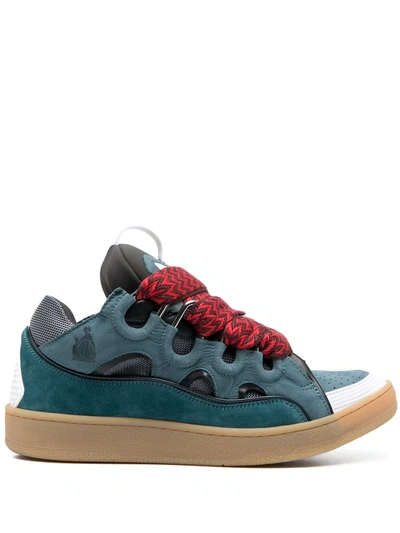 Shop Lanvin Curb Zigzag-laces Sneakers In Blue