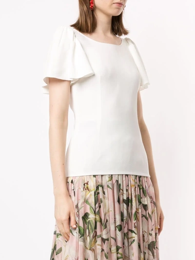 Shop Dolce & Gabbana Ruffled Sleeve Top In White