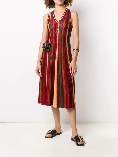 Shop La Doublej Accordion Knit Dress In Red