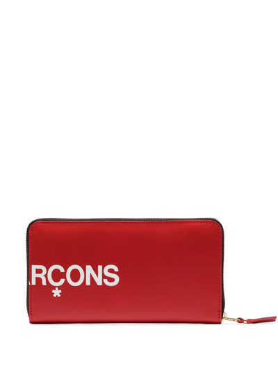 Shop Comme Des Garçons Logo-print Continental Wallet In Red