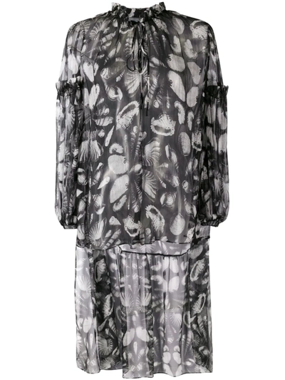 Shop Alexander Mcqueen Seashell Print High-low Blouse In Black