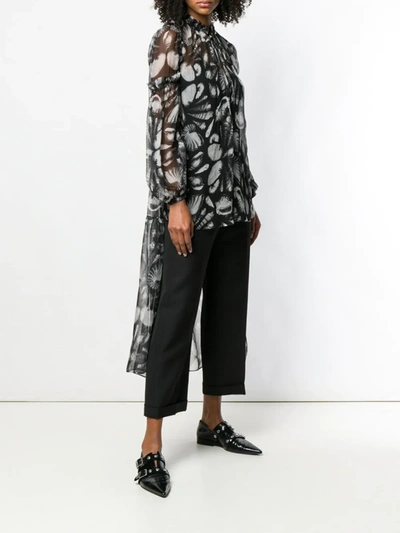 Alexander Mcqueen Seashell Print High-low Blouse In Black