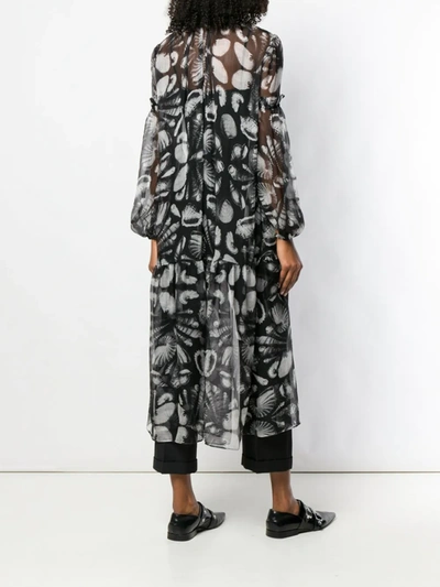 Alexander Mcqueen Seashell Print High-low Blouse In Black