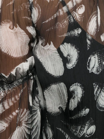 Alexander Mcqueen Seashell Print High-low Blouse In Black