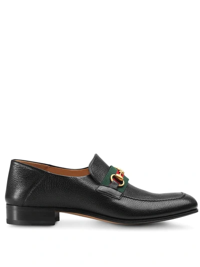 Shop Gucci Leather Horsebit Loafer In Black