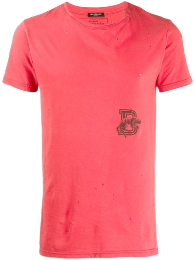 Pre-owned Balmain Logo Print T-shirt In Red