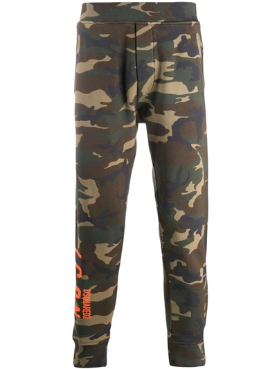 Shop Dsquared2 Camouflage Print Icon Joggers In Green