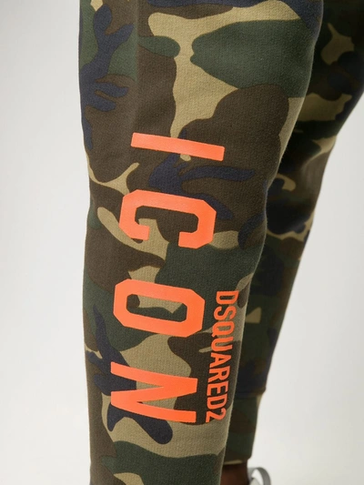 Shop Dsquared2 Camouflage Print Icon Joggers In Green