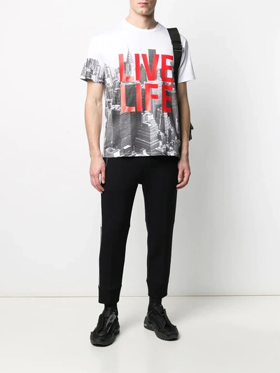 Shop Neil Barrett Live Life Short-sleeved T-shirt In White