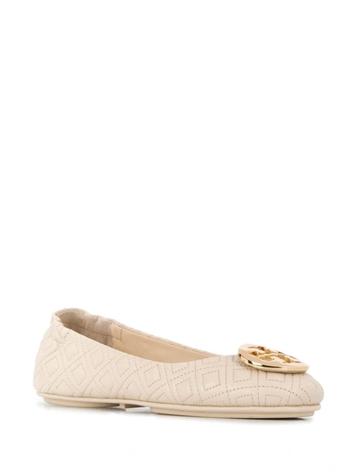 Shop Tory Burch Minnie Quilted Ballerina Shoes In Neutrals