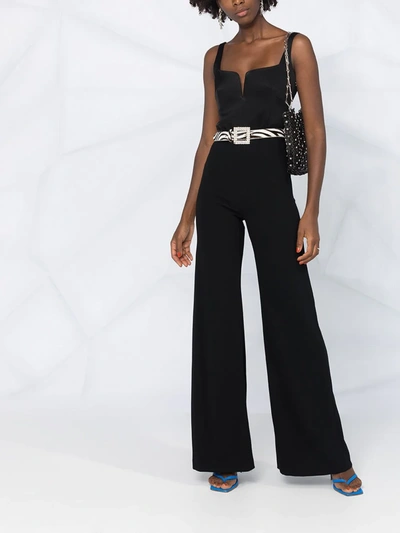 Shop Galvan Eclipse Flared Jumpsuit In Black