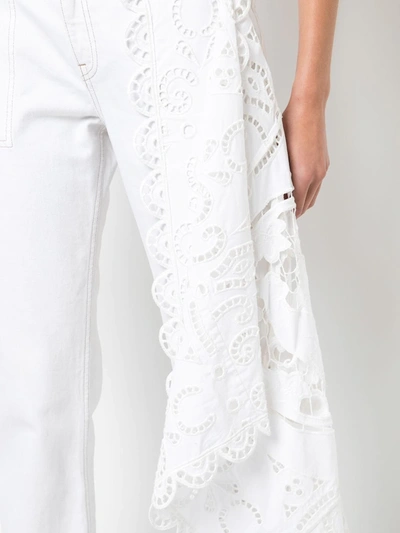 Shop Monse High-waist Lace Detail Trousers In White