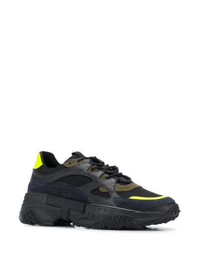 Shop Tod's Chunky Suede Panel Sneakers In Black