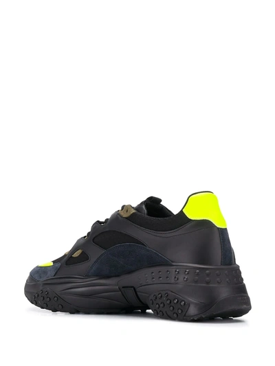 Shop Tod's Chunky Suede Panel Sneakers In Black