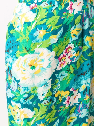 Pre-owned Kenzo 1980s Floral Print Skirt In Blue