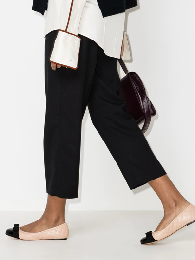 Ferragamo Quilted Ballerina Shoes In Neutrals