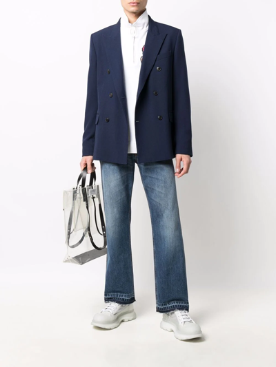 Shop Alexander Mcqueen Mid-rise Wide-leg Jeans In Blau