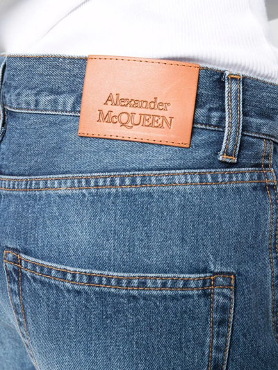 Shop Alexander Mcqueen Mid-rise Wide-leg Jeans In Blau