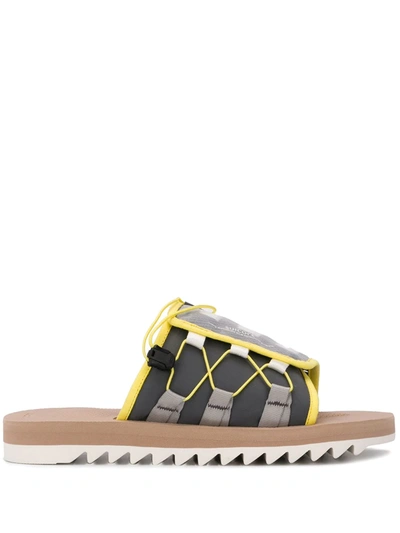 Shop Suicoke Colour-block Slides In Grey