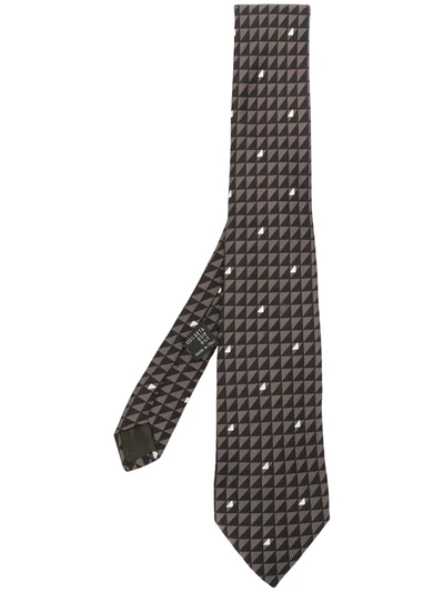 Pre-owned Versace 2000s Patterned Silk Tie In Black