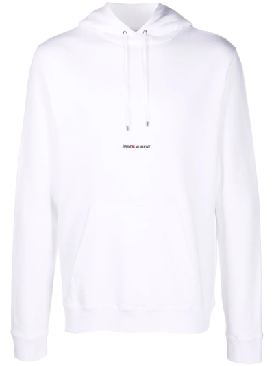 Shop Saint Laurent Logo-print Hoodie In Weiss