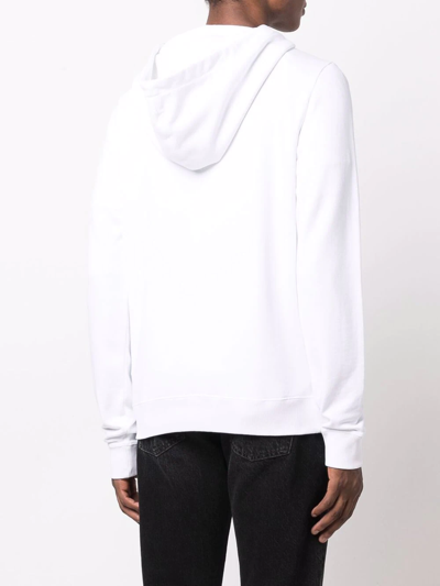 Saint Laurent Signature Logo Cropped Hooded Sweatshirt In Weiss
