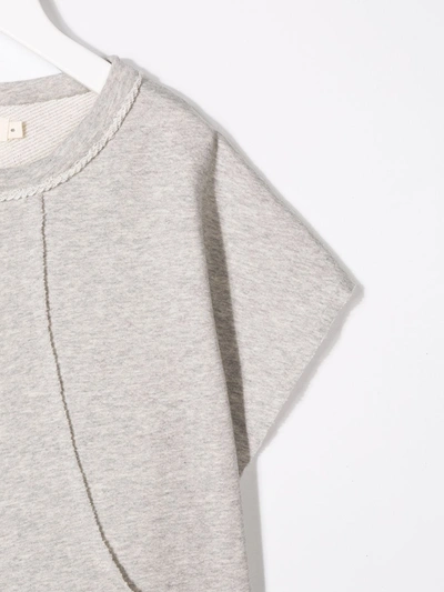 Shop Andorine Short Sleeve Fleece Sweatshirt In Grey