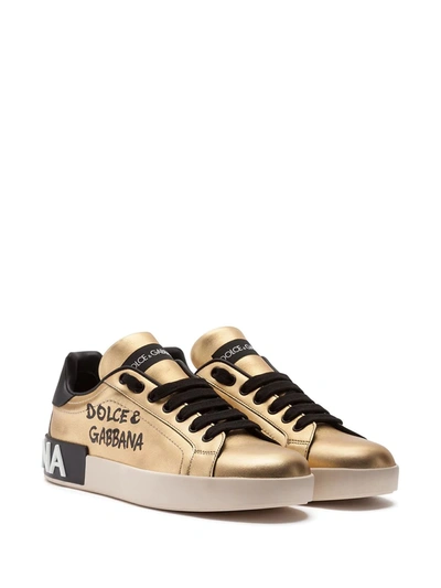 Shop Dolce & Gabbana Portofino Low-top Sneakers In Gold