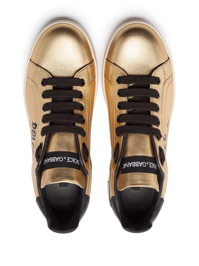 Shop Dolce & Gabbana Portofino Low-top Sneakers In Gold