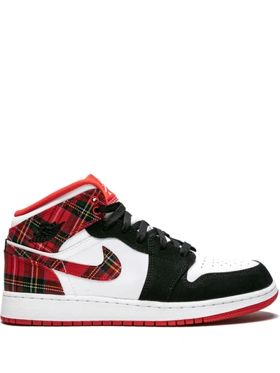 Shop Jordan Air  1 Mid "plaid" Sneakers In White