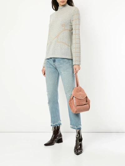 Shop Onefifteen Embroidered Knit Sweater In Grey