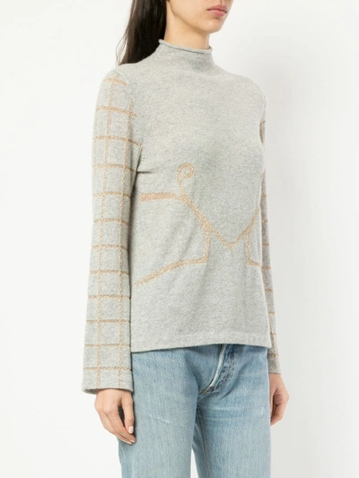 Shop Onefifteen Embroidered Knit Sweater In Grey