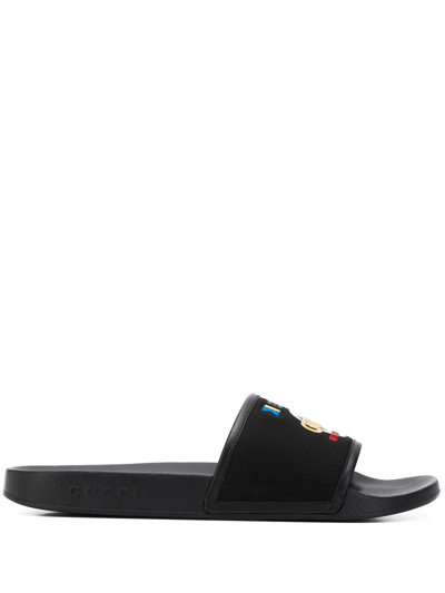 Shop Gucci Slider Sandals In Black