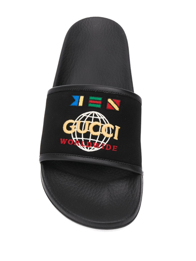 Shop Gucci Slider Sandals In Black