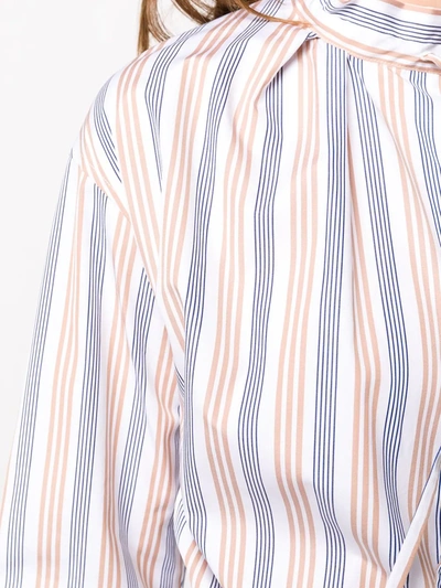 Shop Aspesi Striped Front-tie Cotton Shirt In White