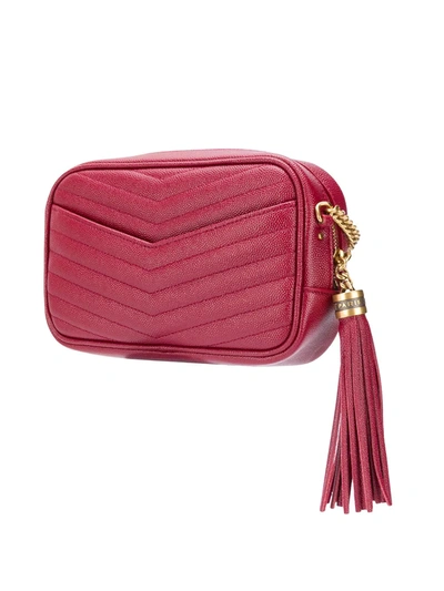 Shop Saint Laurent Lou Quilted Shoulder Bag In Red