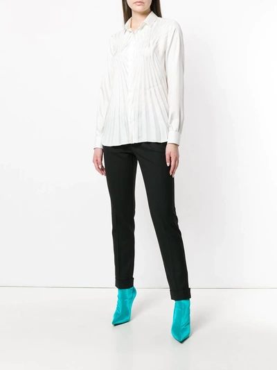 Shop Maison Margiela Pleated Fitted Shirt In White